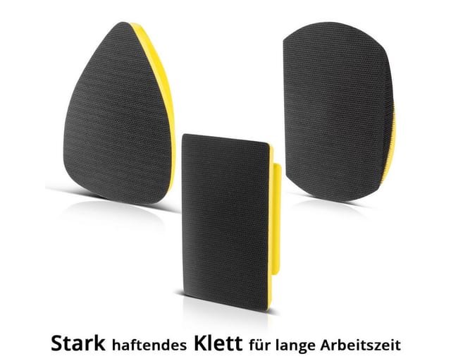 STAHLWERK Handschleifblock 3er Set aus PU-Schaumstoff mit Klett-Schleifmittel