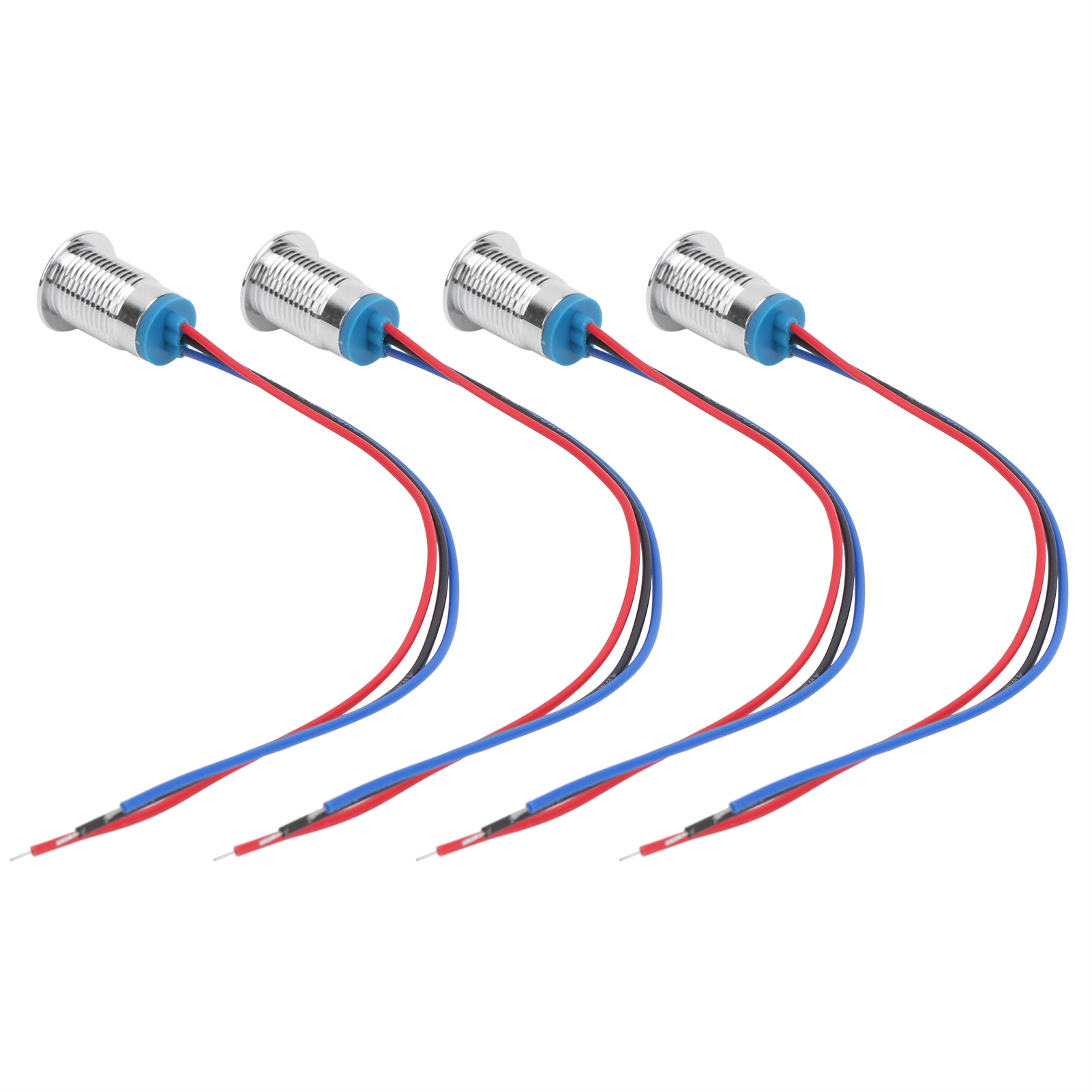 Set Mit 4 Runden, Wasserdichten 12-mm-leds, 2 Vorverdrahtete Farben, Gemeinsame Anode 12/24 V, Rot Und Blau, Positive Elektrode, Kfz-beleuchtung.