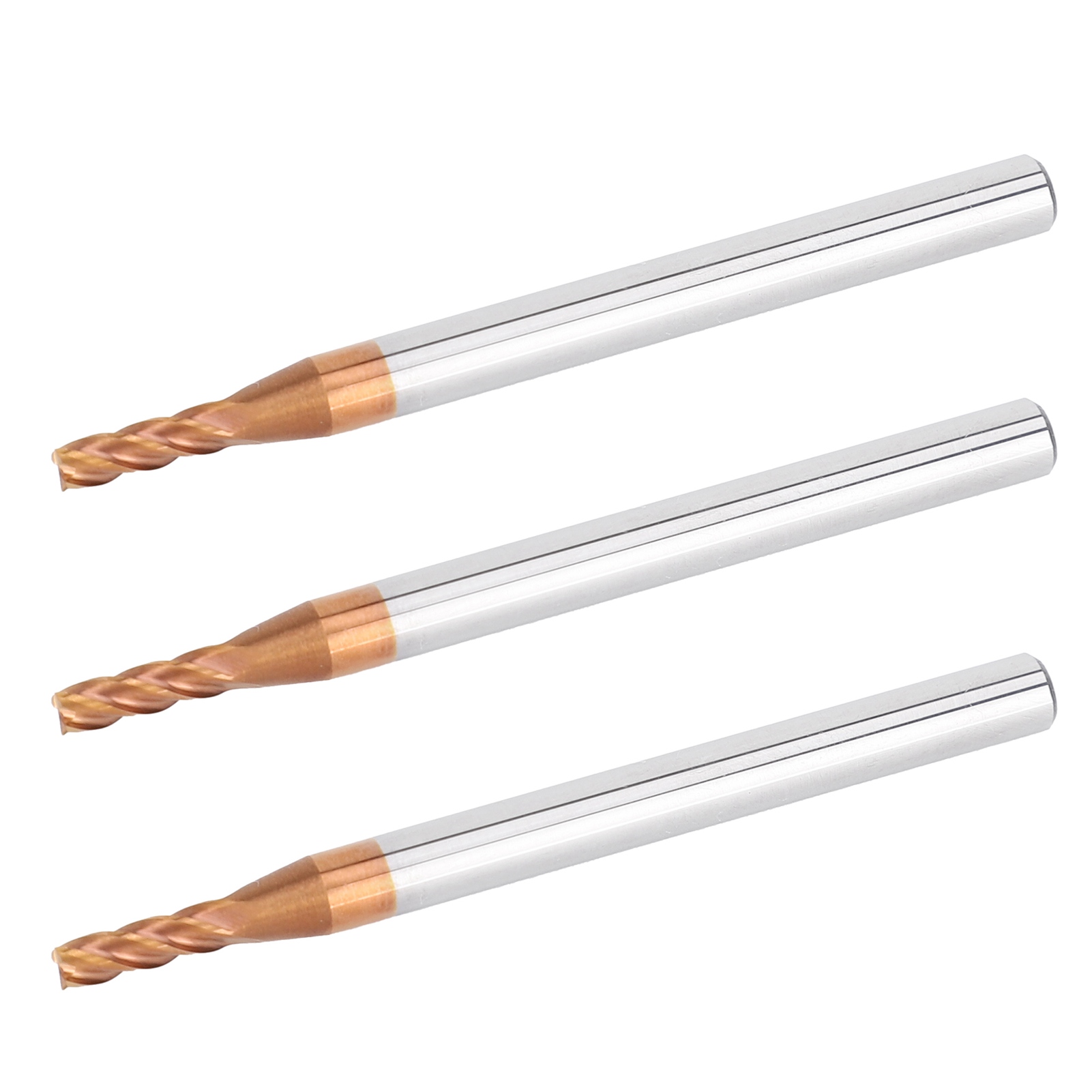 3-teiliges Hartmetall-fräserset, 4-schneidiger Fräser D2,5 X 8 X 4d X 50l, Hartmetall-schneidwerkzeug Für Oberfräsen, Industriezubehör, Metall-spiralfräser