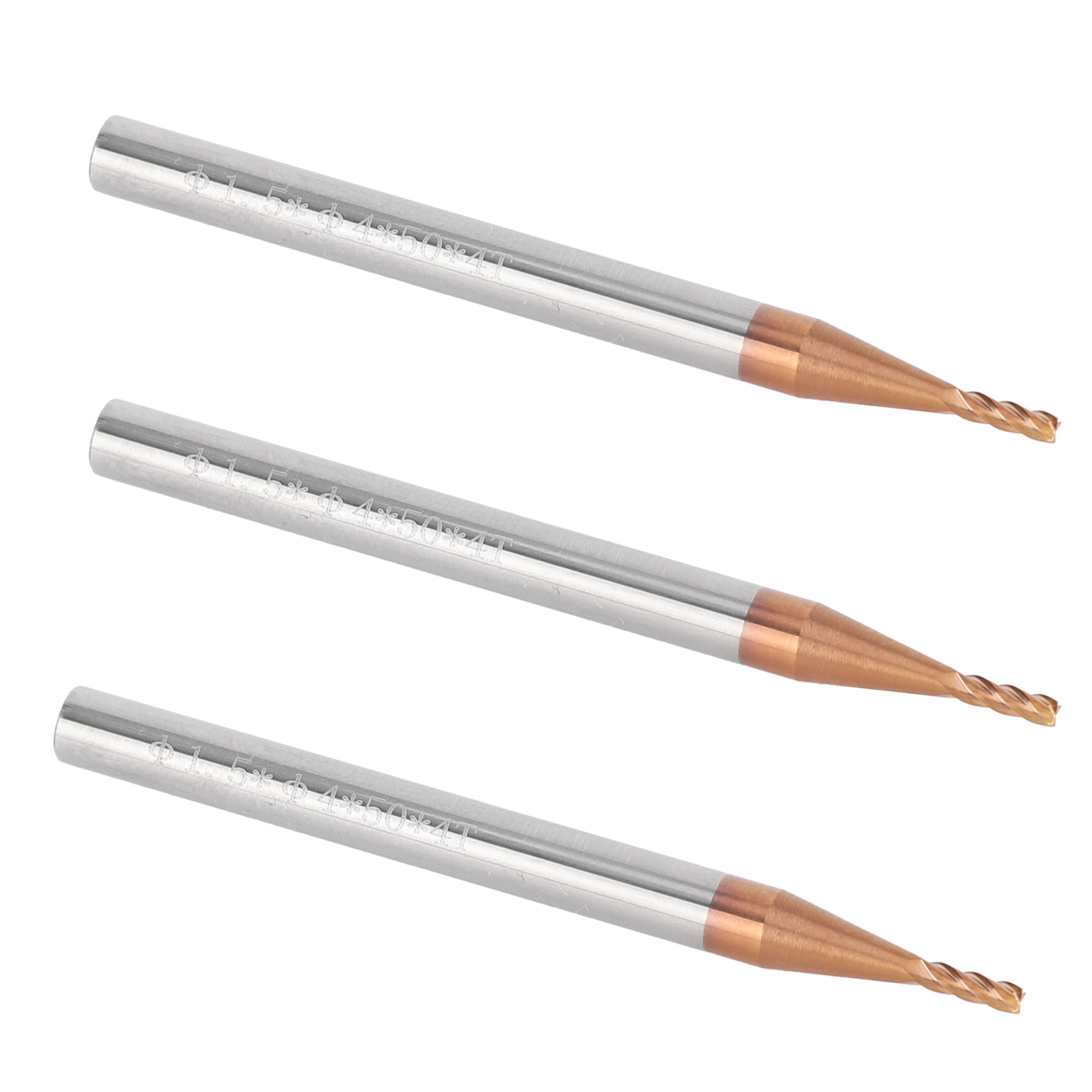 4-schneidiges Hartmetall-fräserset, 3-teilig, Cnc-schneidwerkzeug, 1,5 X 50 Mm Halbkugelförmiger Fräser, Wolframstahl Für Oberfräsen