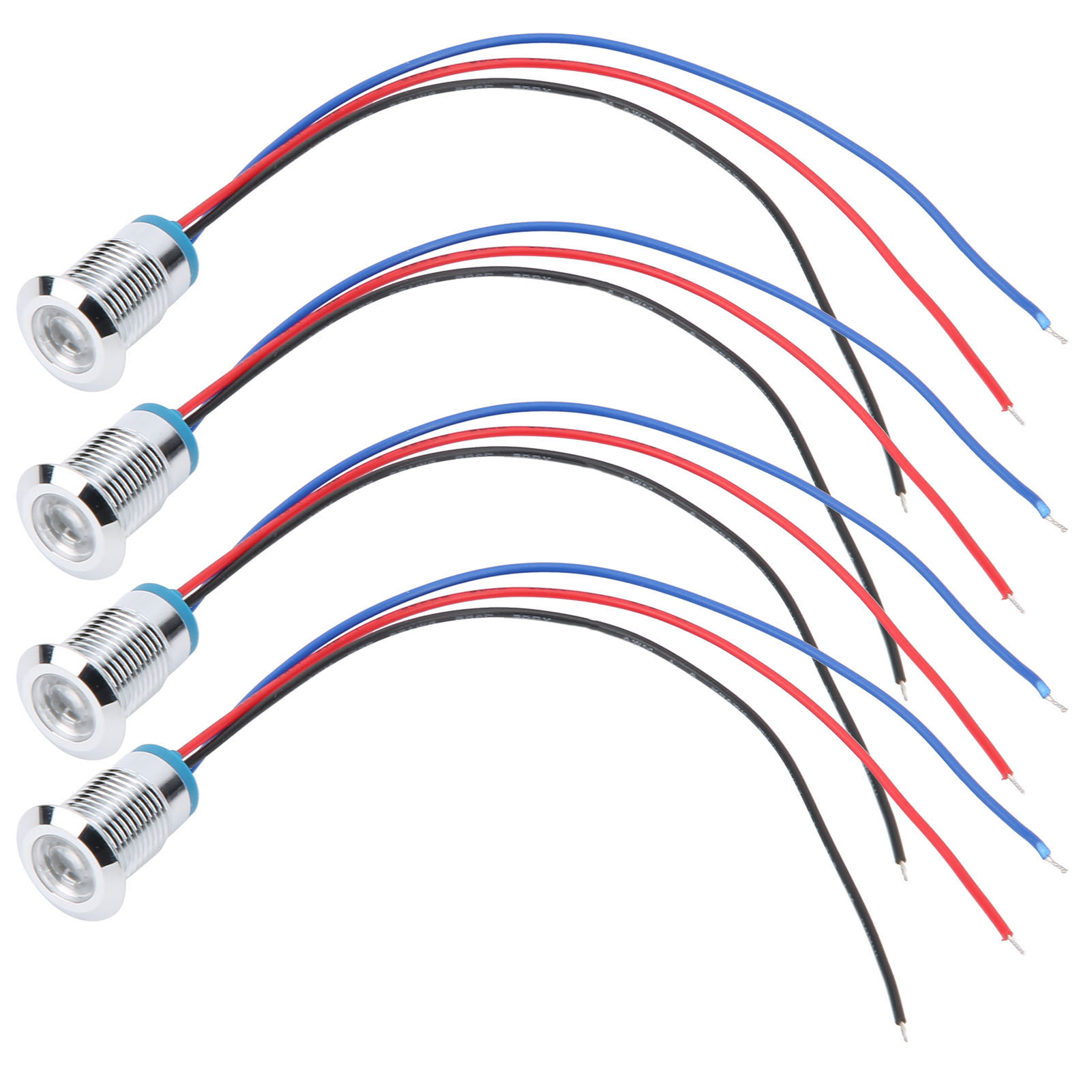 Set Mit 4 Wasserdichten 12-mm-led-anzeigeleuchten, Gemeinsame Anode, Industriekomponenten 110–220 V, Rot Und Blau