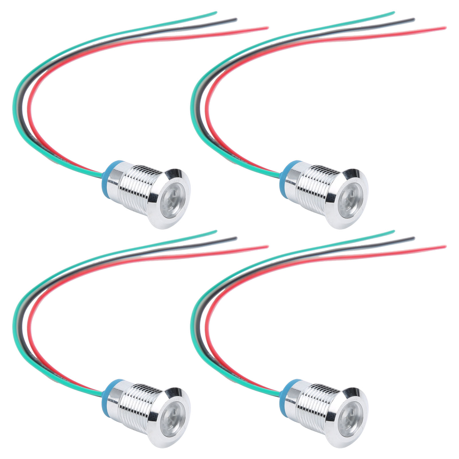 Satz Mit 4 Wasserdichten 12-mm-led-anzeigen, Gemeinsame Anode, Industrietauglich 110-220 V, Rot Und Grün, Steuerkomponenten.