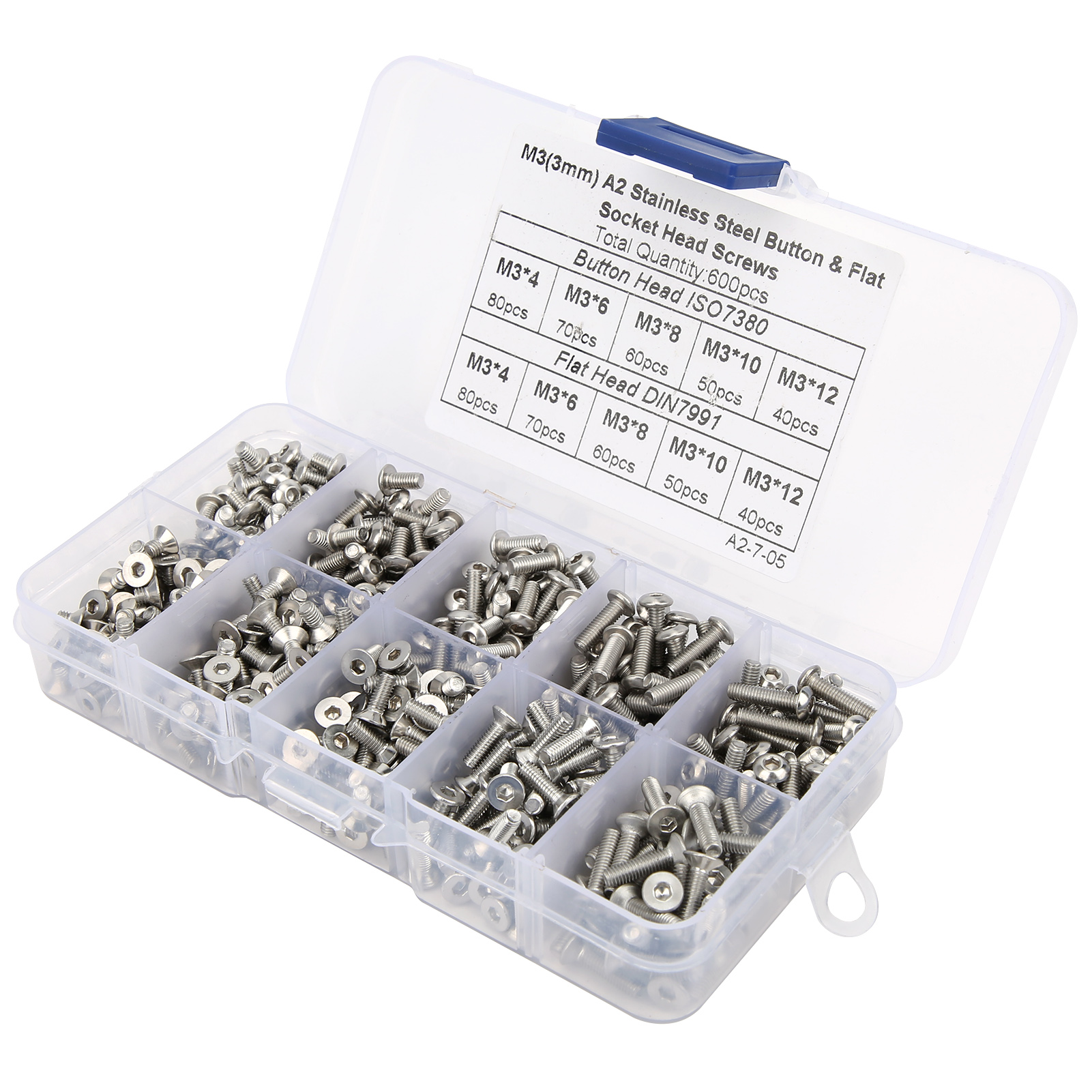 Set Mit 600 Sechskantschrauben Aus Edelstahl 304 (mit Gewölbtem/flachem Kopf), Aufbewahrungsbox Und Befestigungszubehör