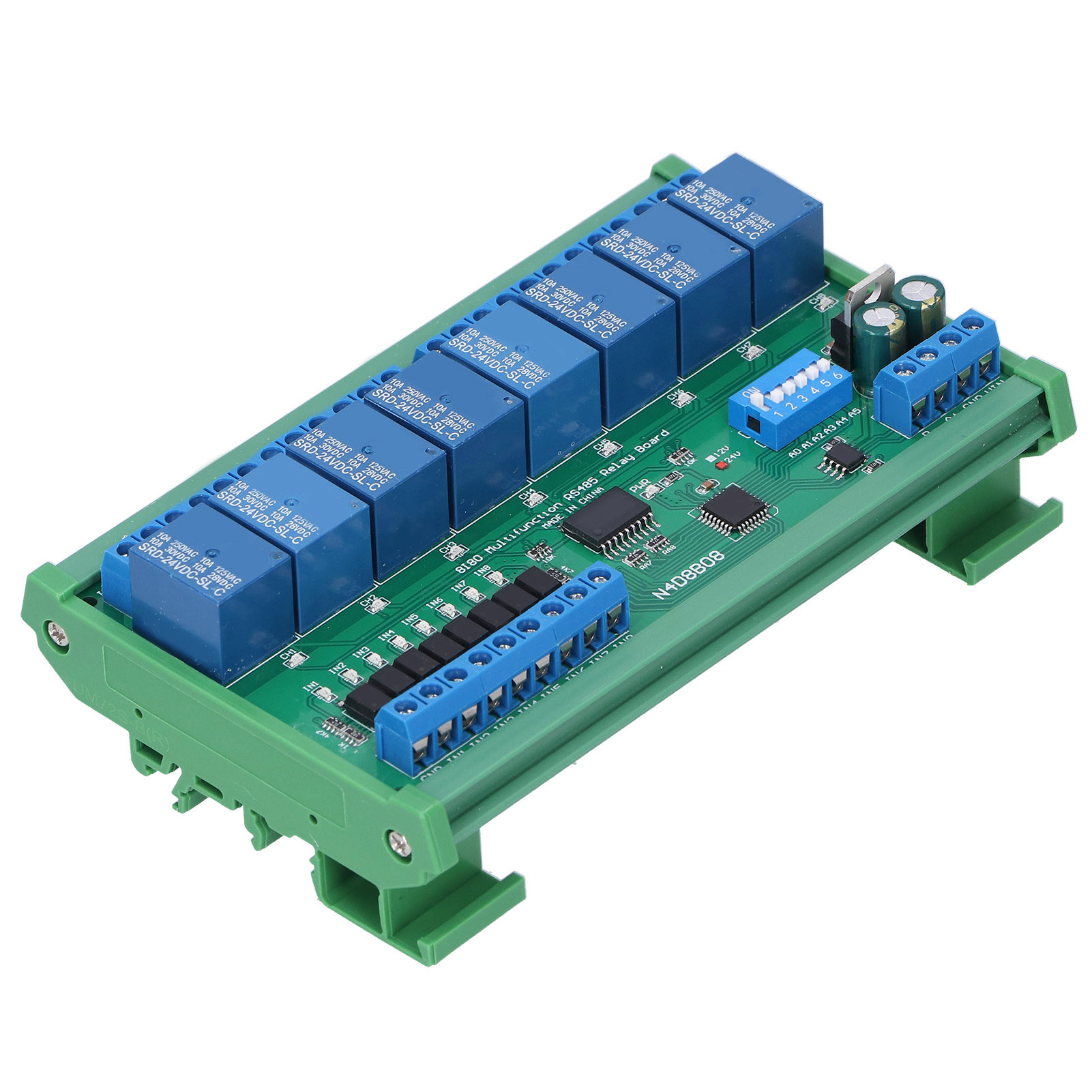 8-eingangs-/8-ausgangs-relaismodul Zur Erweiterung Industrieller Sps, Din35, 24 V, N4d8b08-r
