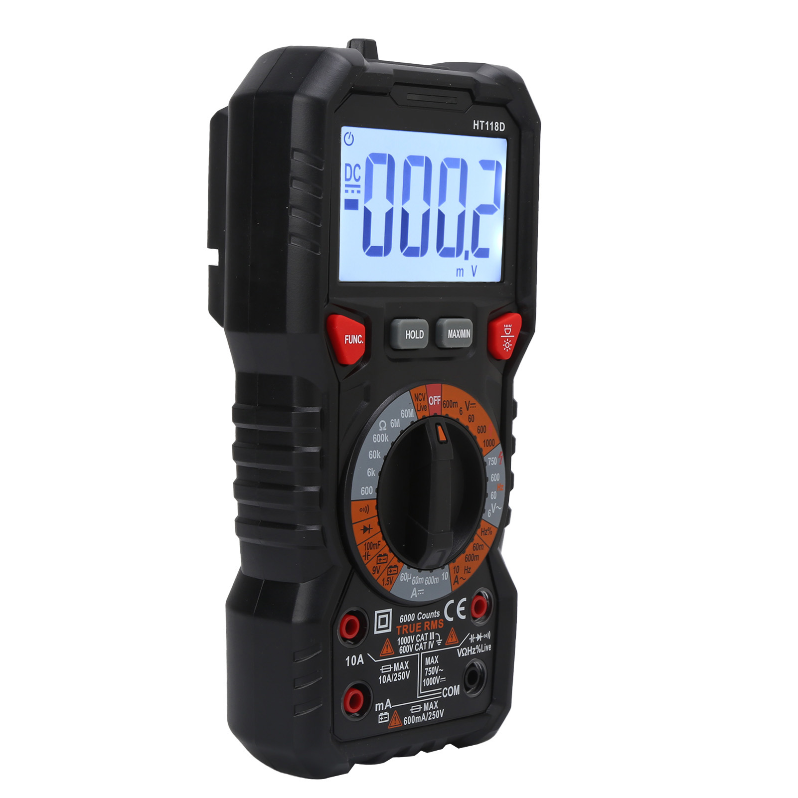 Ht118d Tragbares Digitalmultimeter, Intelligenter Tester Für Strom, Spannung Und Widerstand, 10 A Bis 1000 V