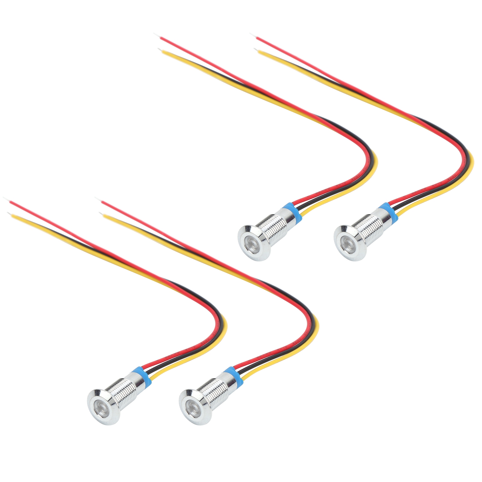 Satz Von 4 8mm 12-24v Roten Und Gelben Metall-led-anzeigen, Gemeinsame Kathode, Industrielle Anzeige, Steuerungskomponente Für Schalttafeln.