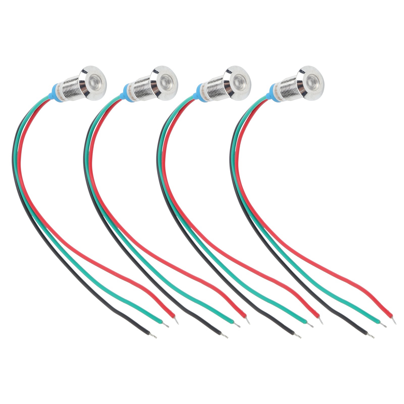 Satz Mit 4 Roten Und Grünen 8mm 12-24v Metall-led-anzeigeleuchten, Gemeinsame Kathodenanzeigelampe, Industrielle Steuerungskomponenten.