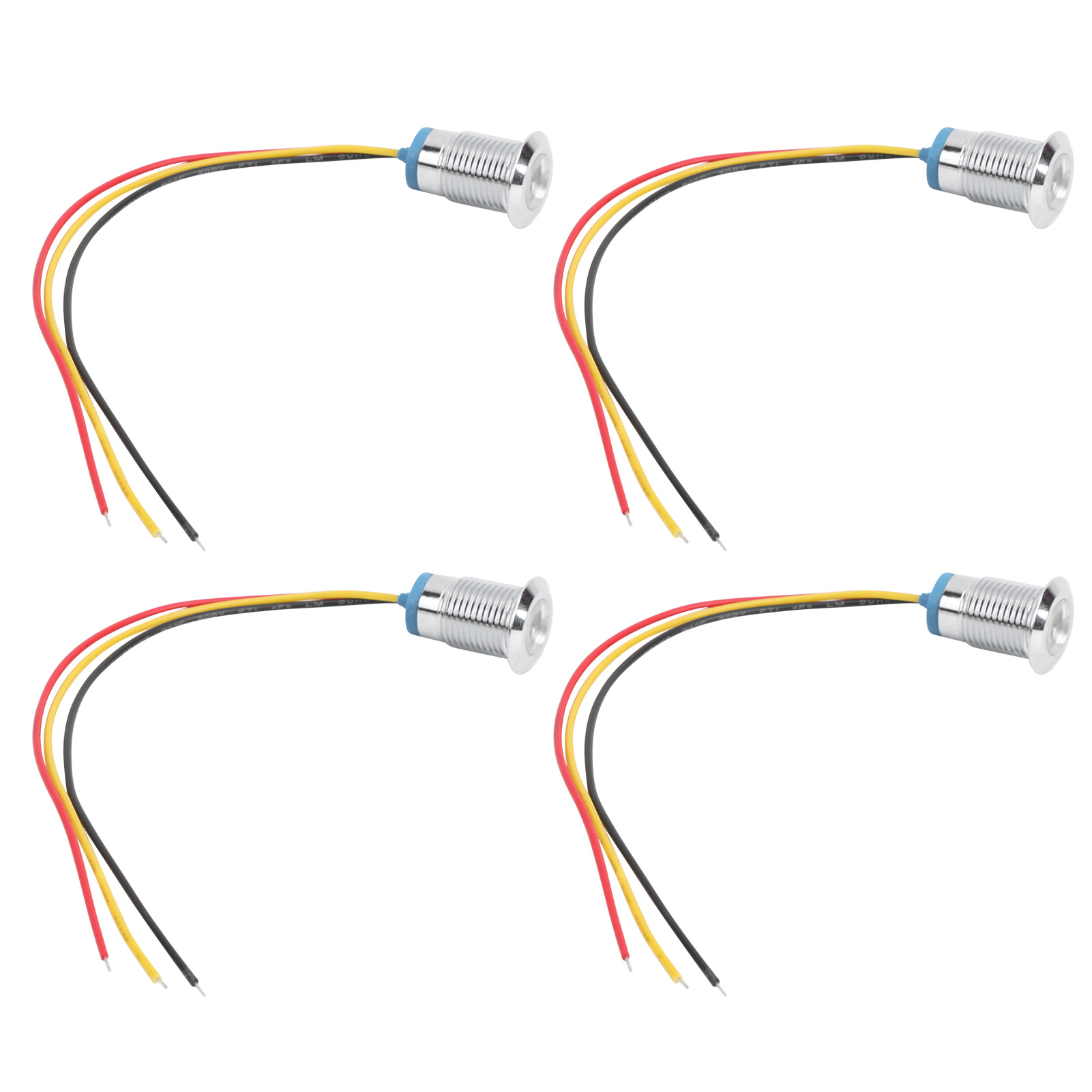 Set Mit 4 Runden, Wasserdichten Leds, 2 Farben, 12 Mm, Gemeinsame Anode, 12–24 V, Rot Und Gelb