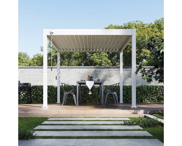 Weide Classic Alu-Stahl Pavillon 3 x 3 M Weiß Pergola Freistehend