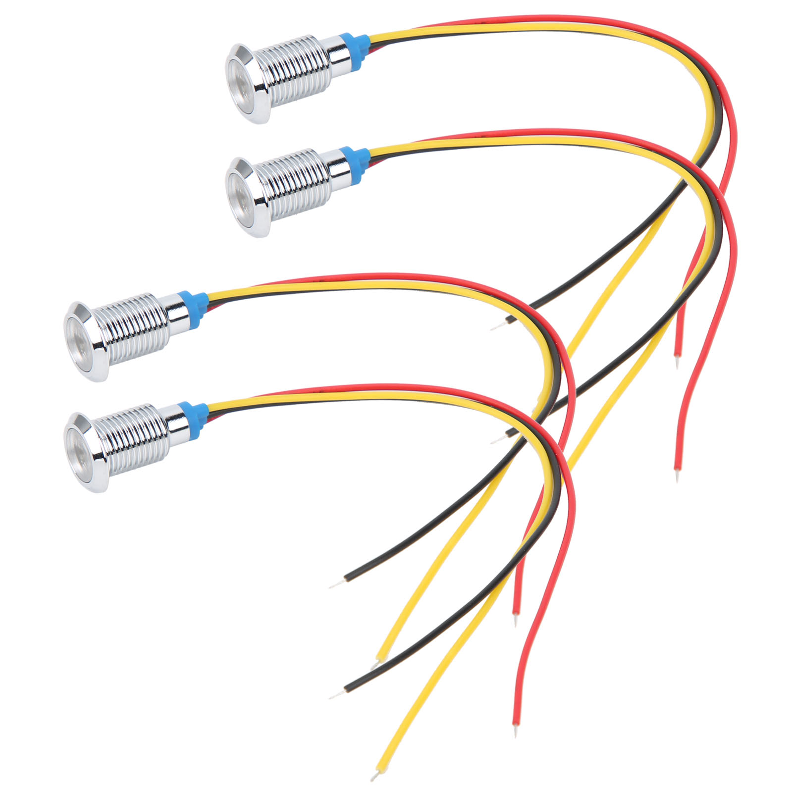 Packung Mit 4 Runden, Wasserdichten Led-anzeigen, 2 Farben, Gemeinsame Anode, 10 Mm, 12-24 V, Rot Und Gelb, Vorverdrahtet.