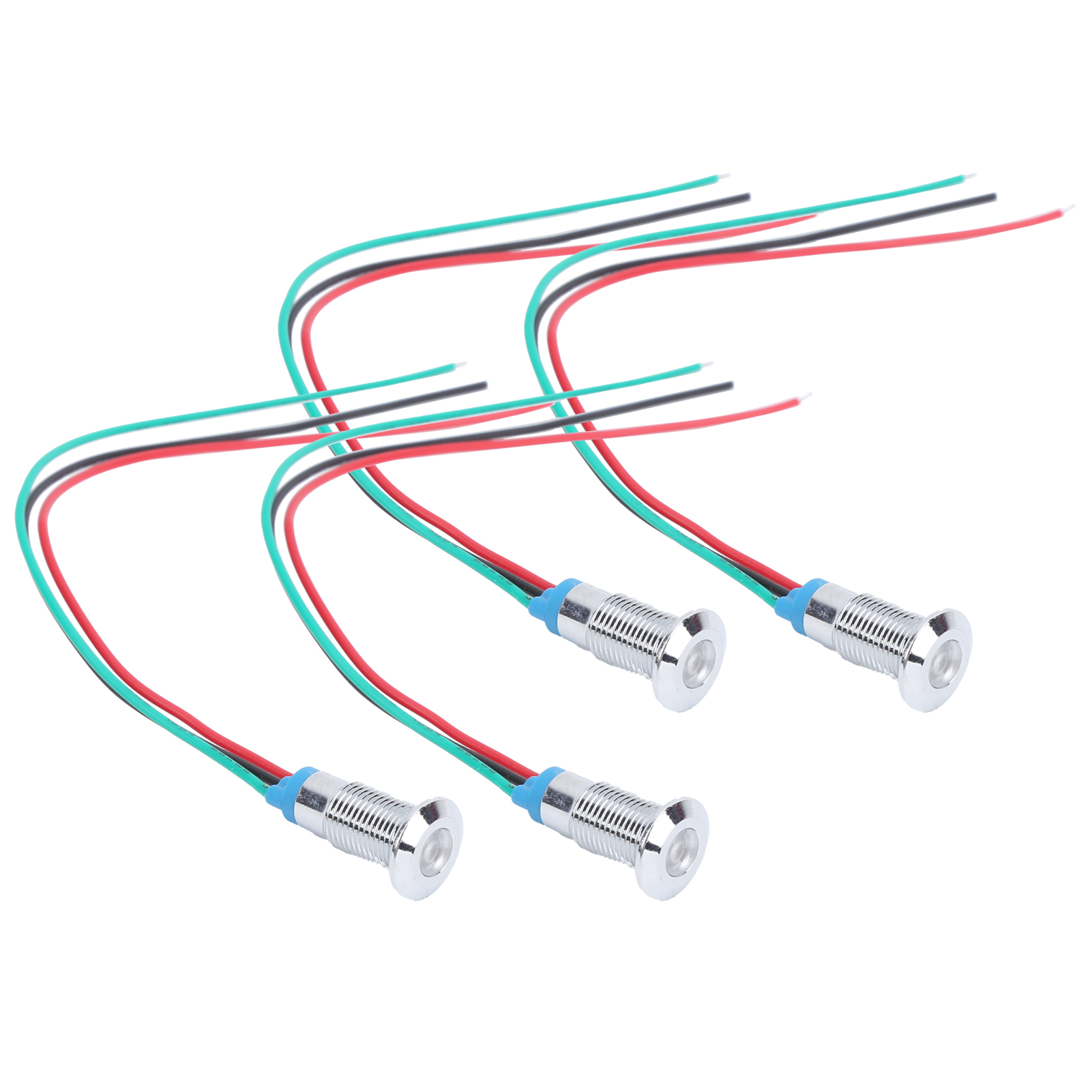 Set Mit 4 Runden, Wasserdichten Led-leuchten In 2 Farben, Gemeinsame Anode 8 Mm 36 V Rot Und Grün, Vorverdrahtet Für Fahrzeugsignalisierung