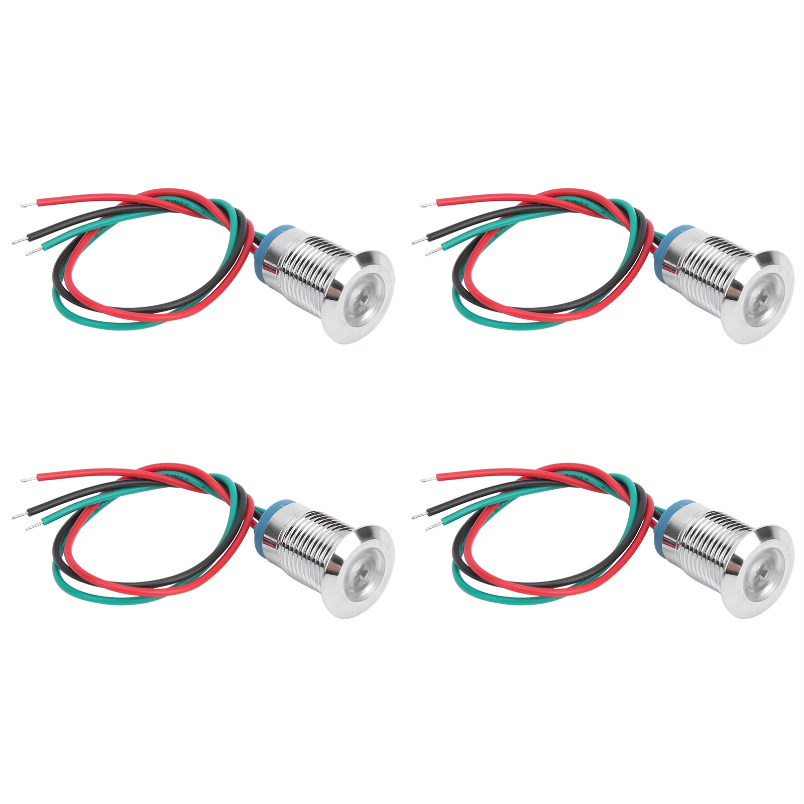 Set Mit 4 Runden, Wasserdichten, 2-farbigen, 12 Mm, Gemeinsamen Anoden, 12-24 V, Roten Und Grünen Leds Für Kfz-signalisierung