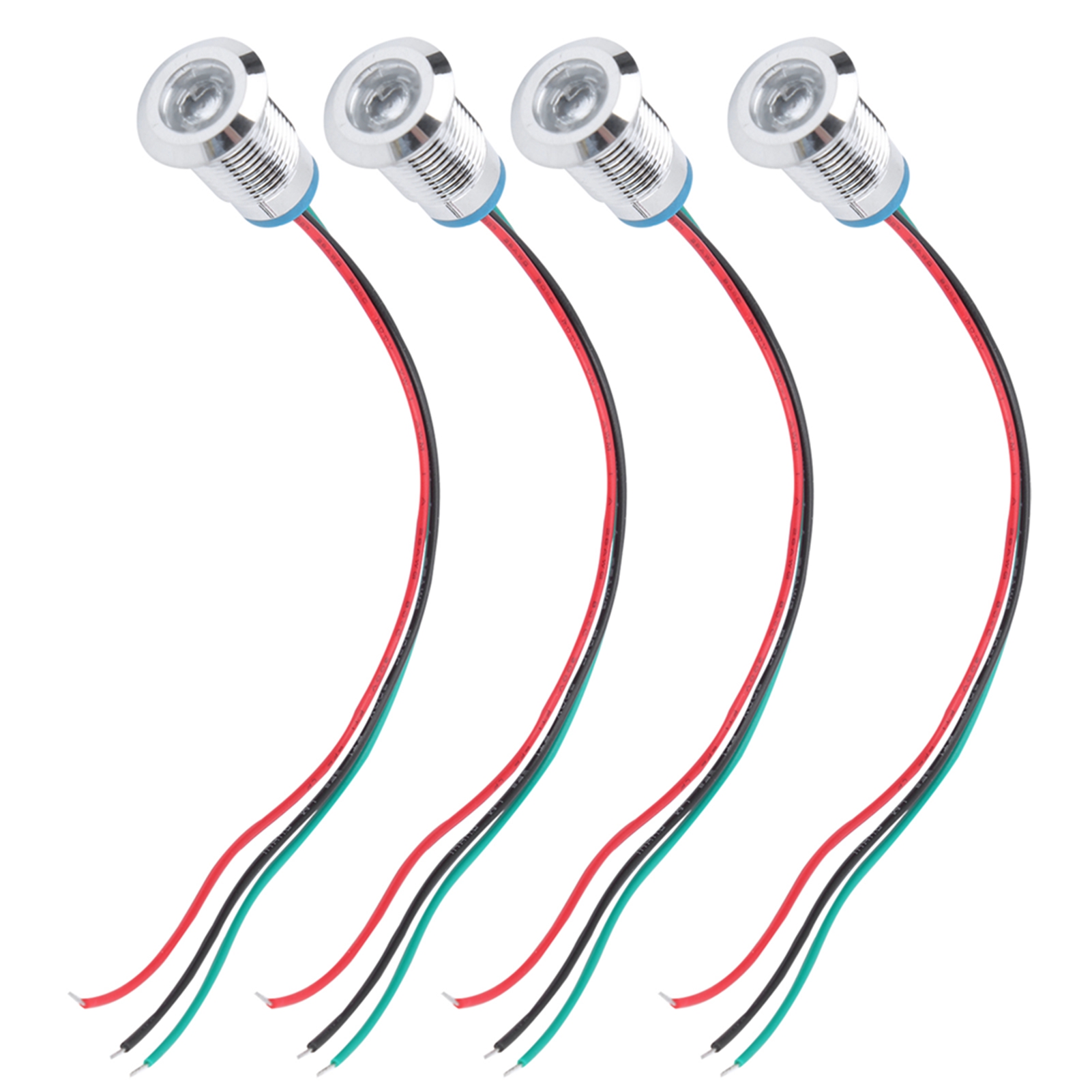Set Mit 4 Runden, Wasserdichten 12-mm-led-anzeigeleuchten, 2 Farben, Gemeinsame Kathode, 3–6 V, Vorverdrahtete Rote Und Gelbe Drähte