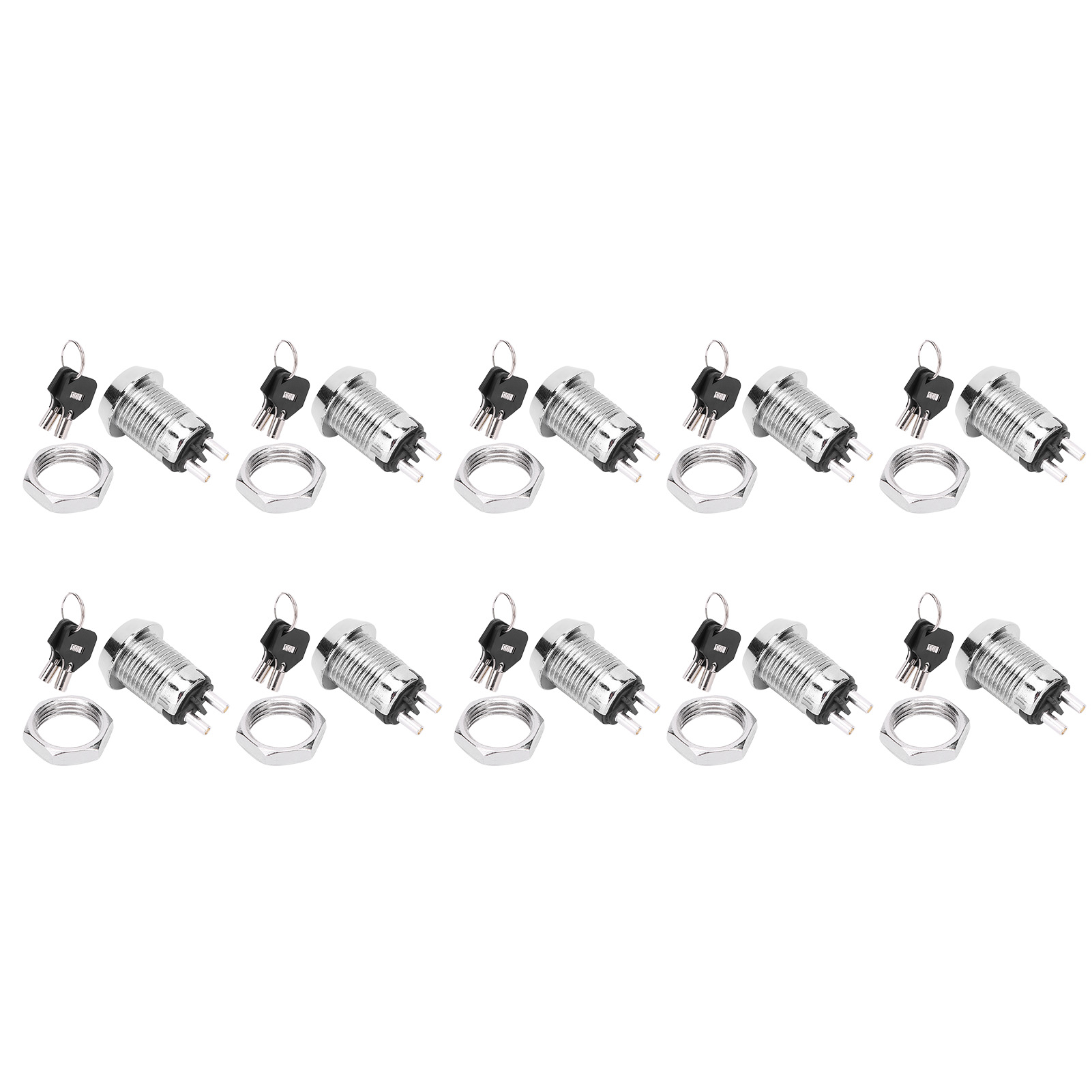 10 Edelstahl-schlüsselschalter Ein/aus Elektrisches Schloss Doppelzug 12x22mm Packung