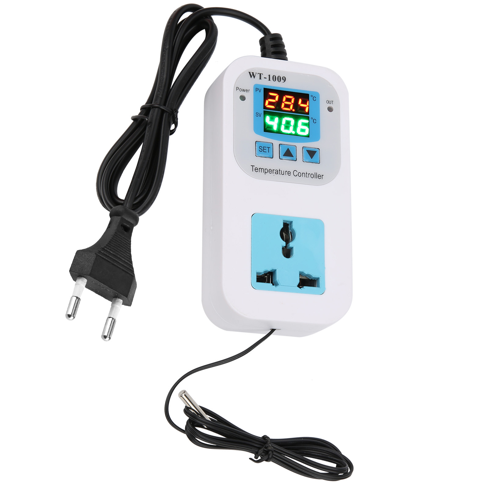 Digitales Thermostat Mit Zwei Displays, Programmierbare 10-a-steckdose, Wt-1009, 110–220 V, Eu-stecker