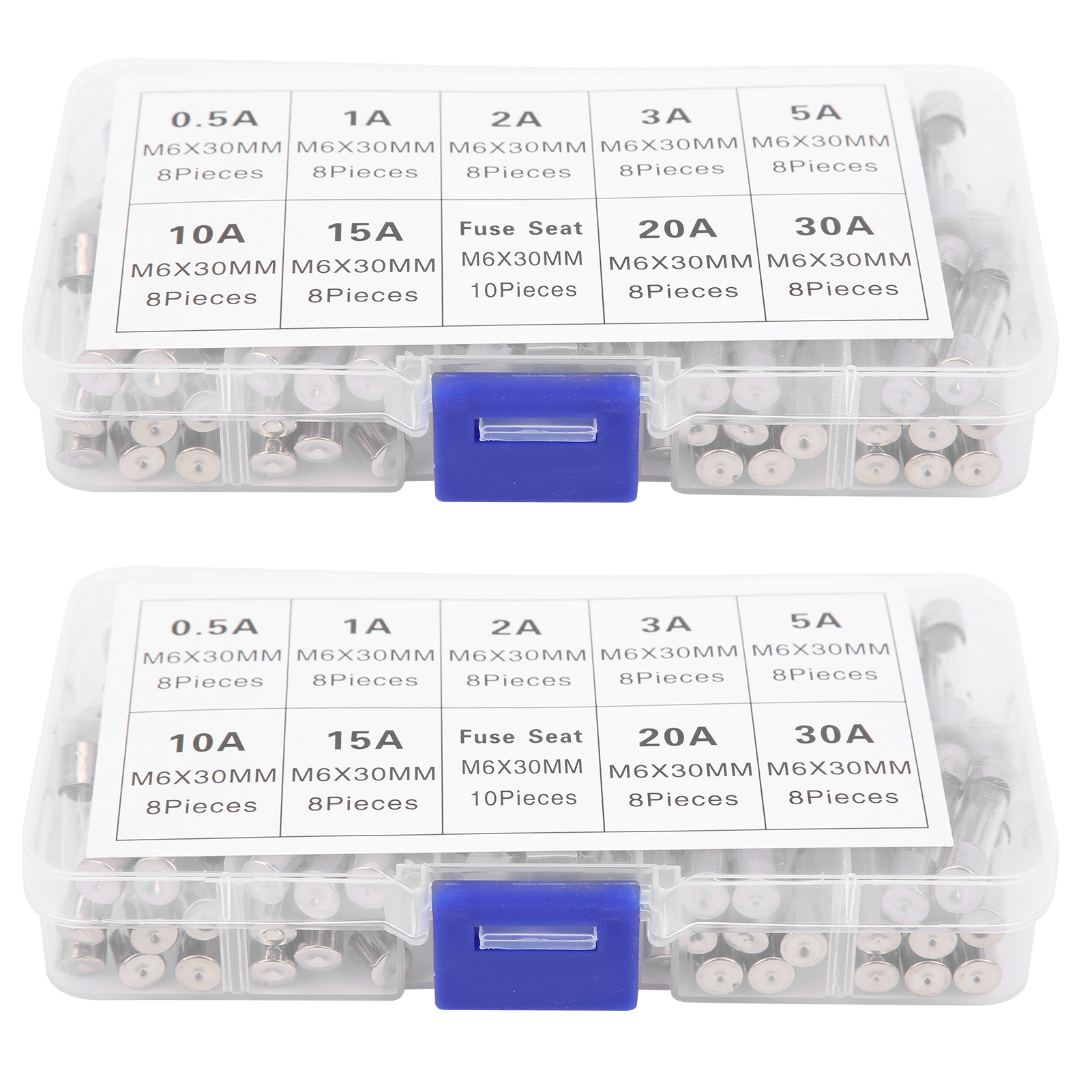 2 M6x30mm 0,5a-30a Flinke Glassicherungskästen, Set Mit Aufbewahrungsbox, Stromkreisschutz