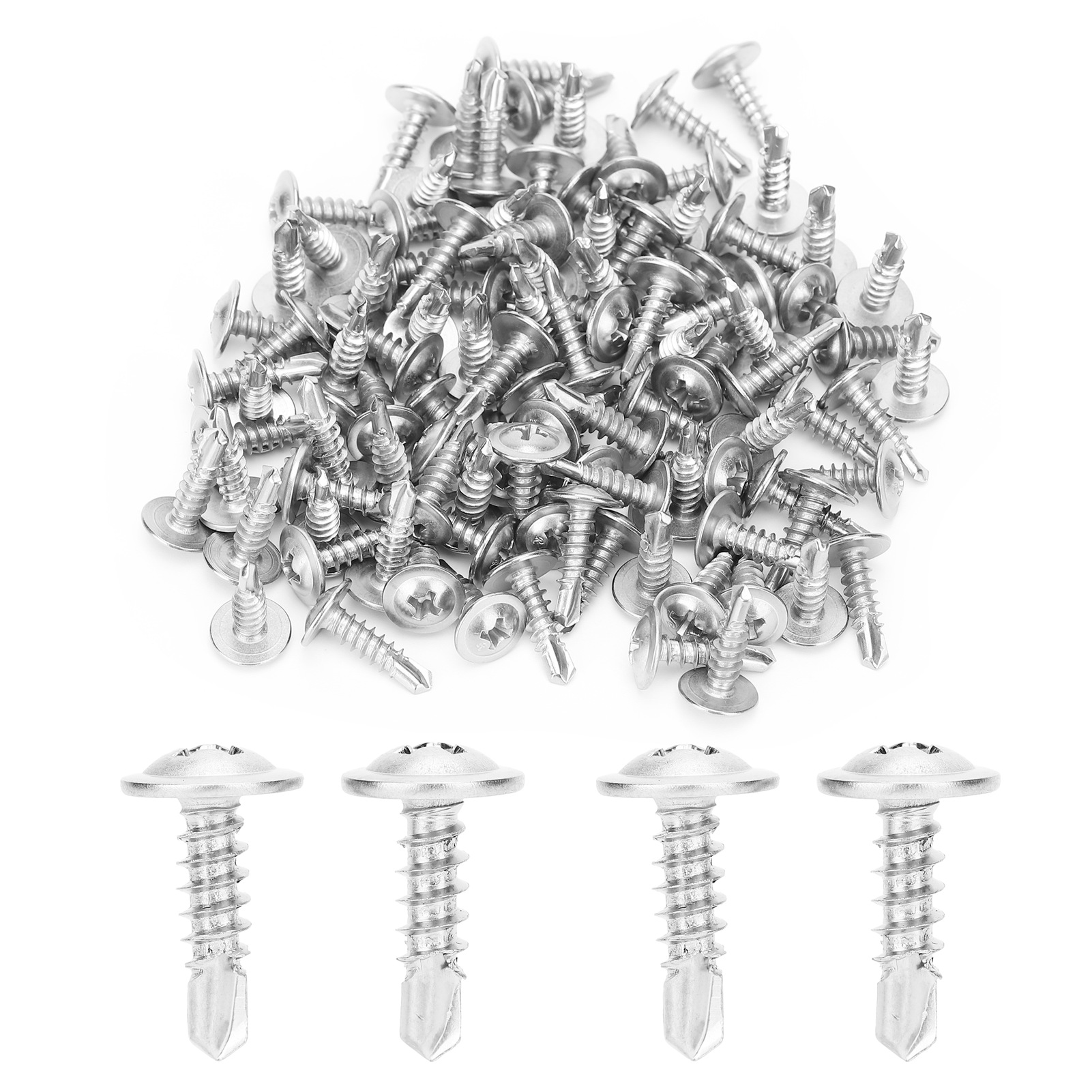 Selbstbohrende Holzschrauben Mit Senkkopf, Integrierter Unterlegscheibe, 500 Stück, M4,2 X 16 Mm, Edelstahl 410, Selbstschneidende Schrauben Mit Bohrspitze
