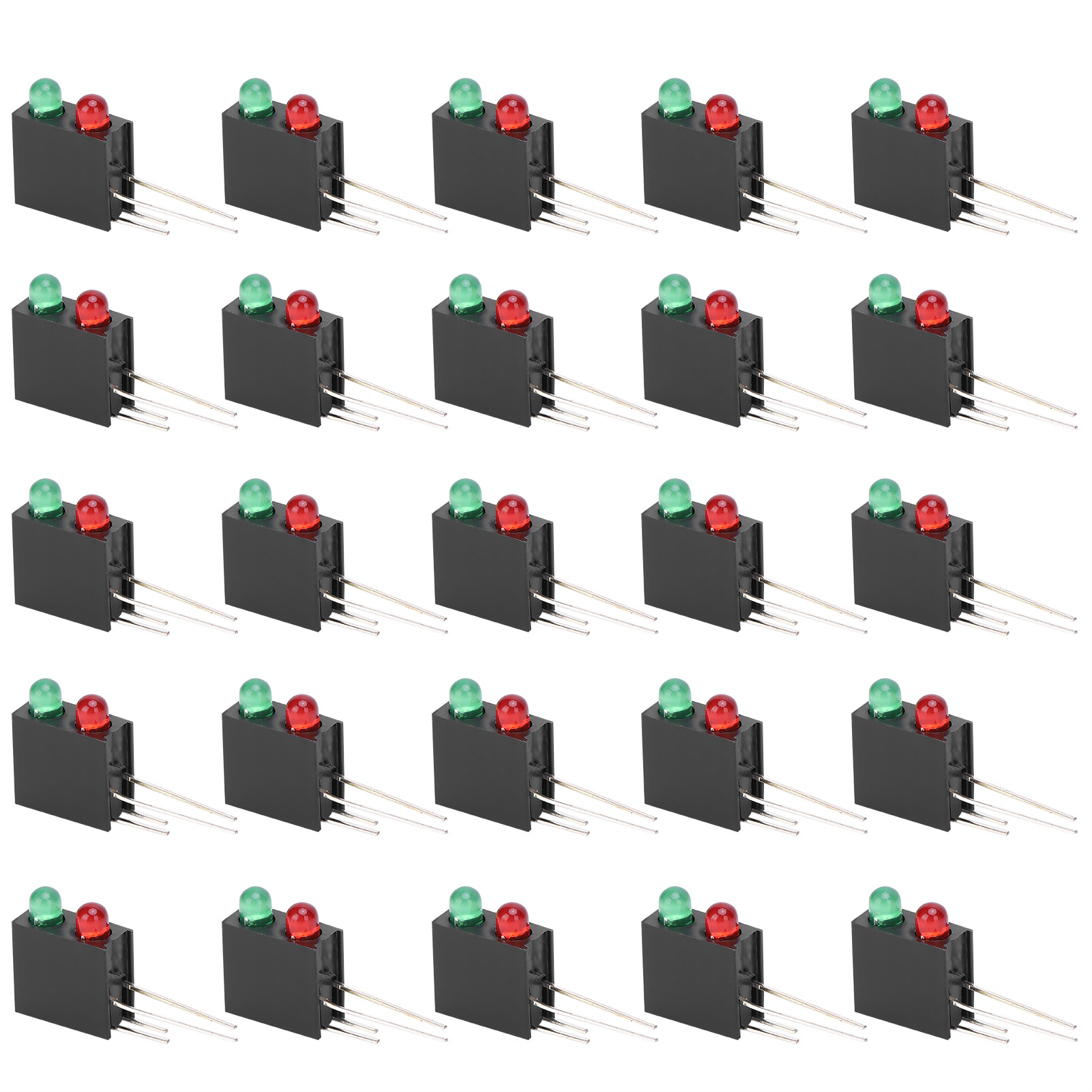 100 Stück Led-fassungen, 3 Mm Doppelloch, Schwarz, Quadratisch, 90° Gebogener Sockel, Rot/grünes Licht