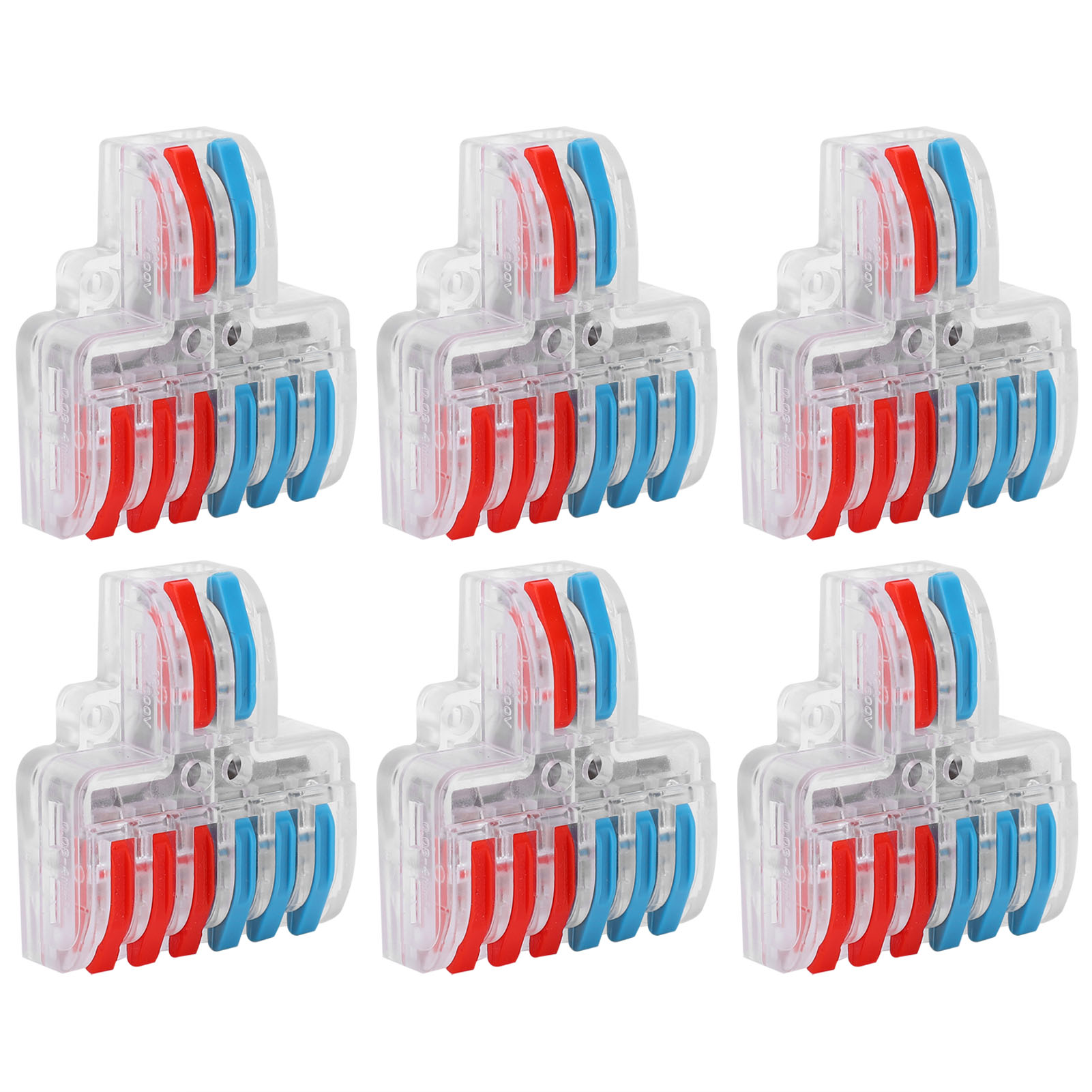 10-teiliger Elektrischer Steckverbinder, Schnellanschlussblock, 2-eingangs-6-ausgangs-lötklemmenblock, Lt-623, Transparent