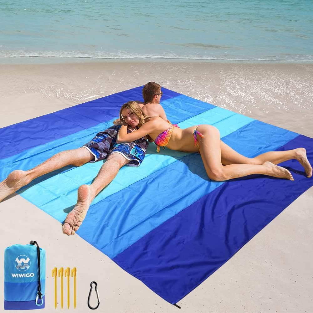 Tapis De Plage Grand Format 200x210cm - Anti-sable, Imperméable, Séchage Rapide, Pour Camping, Pique-nique, Voyage