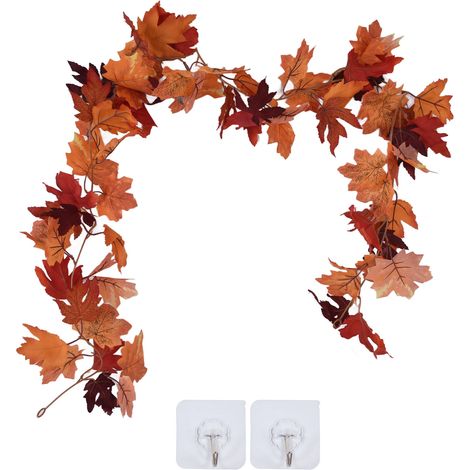 Künstliche Ahorngirlande, Herbstlaubgirlande, Dekoration Für Thanksgiving Und Halloween, Künstliche Ahornranke, Doppeltes Ahornblatt, Rattan Typ C