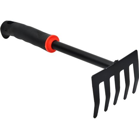 Stahl-gartenrechen Mit 5 Zinken – Kleiner Rechen Für Garten, Balkon Und Gemüsebeet – Ergonomischer Griff Für Die Gartenarbeit – 9 Cm Arbeitsbreite