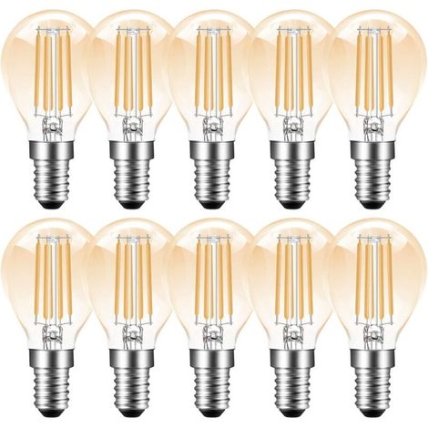 E14 Dimmbare Led-lampe, E14 4w G45 P45 Vintage Edison-glühbirne, 2700k Warmweiß, 350lm, E14 Led-filamentlampe, Ersatz Für 35w Glühlampen, Dimmbar, Bernsteinfarben, 10er-packung