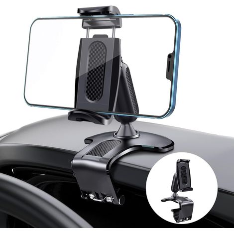 Handyhalterung Fürs Auto, 360° + 180° Drehbar, Zur Befestigung An Sonnenblende, Armaturenbrett Und Rückspiegel, Geeignet Für 4-7 Zoll Handys Und Navigationsgeräte