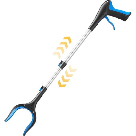 Teleskopgreifer Mit 5 Stufen (58-104 Cm) - Sammelt Laub Und Abfall Mit Magnet - Lange Gartengreiferstange Für Senioren, Kein Bücken Erforderlich (blau)