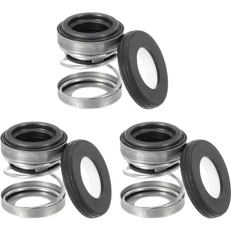 Satz Mit 3 Gleitringdichtungssätzen (modell 108-12) – Keramik- Und Kohlenstoffbuchsen Mit Feder – Für Wasserpumpen, Ölpumpen Und Zylinder – Schwarz Und Silber – 12 Mm (0,47 Zoll)
