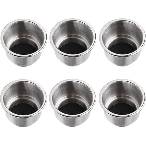 Set Mit 6 Edelstahl-becherhaltern Mit Abfluss, Montagedichtung Und Innenpolster Für Boote, Wohnmobile Und Andere Fahrzeuge