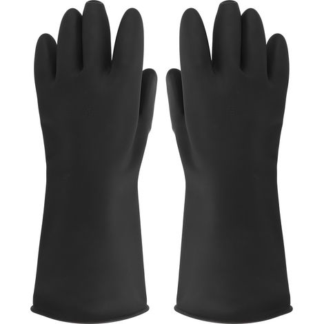 Lange Gummihandschuhe, Säure- Und Laugenbeständig – Chemikalienschutz, Elektrische Isolierung, Schwarz
