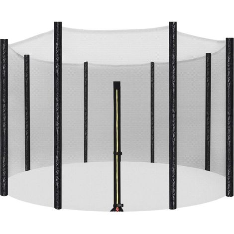 Sicherheitsnetz Für 12-fuß-trampolin – Höhe 160 Cm – 8 Stangen – Dichtes 120 G/m² Pe-netz – Einfache Montage Mit Reißverschlüssen
