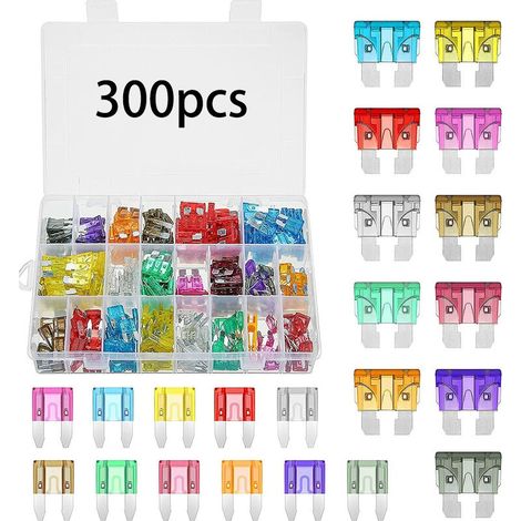 300-teiliger Kfz-sicherungssatz – 150 Mittlere Und 150 Kleine Sicherungen – 11 Farben Zur Einfachen Identifizierung – Langlebige Materialien Aus Zink Und Kunststoff