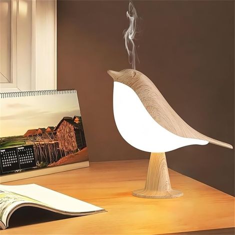 Nachtlampe In Form Eines Nachtschirms, Wiederaufladbare Kabellose Tischlampe Mit 3 Farbtemperaturen Und Berührungssensor, Perfekt Zum Schlafen In Der Nacht (ahorn).