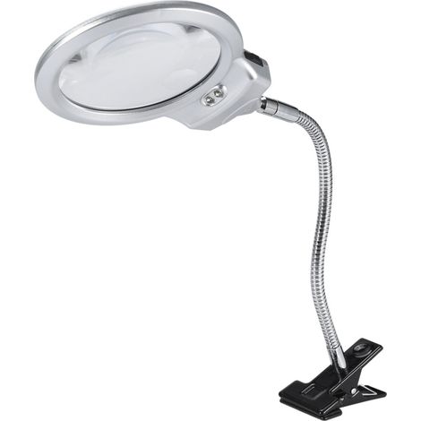 Vergrößerungs-schreibtischlampe Mit Led-licht, Runde, Aufsteckbare Metalllupe, 2,5- Bis 5-fache Vergrößerung