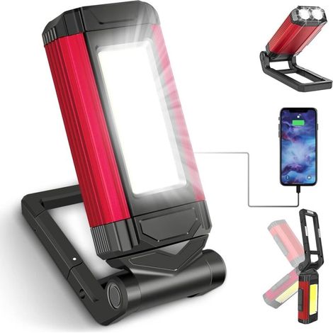 Wiederaufladbare Arbeitsleuchte, 2200 Mah – Wasserdicht (ipx6) – 7 Leuchtmodi – Magnetfuß – Für Baustellen Und Camping
