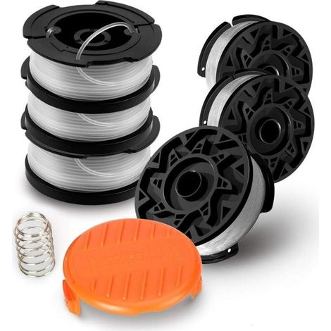 6er-packung A6485/a6481 Spulen Für Black & Decker Rasentrimmer, 6 X 9 M Nylonfaden, 65 Mm Durchmesser + 1 Kappe + 1 Feder