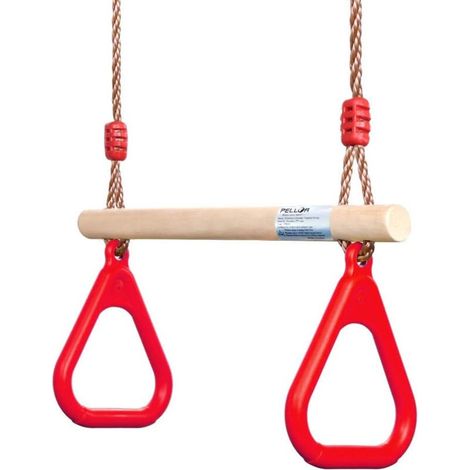 Trapezförmige Holzschaukel Mit Turnringen – Verstellbare Maße – Maximale Belastung 100 Kg – Für Spielbereiche Im Innen- Und Außenbereich