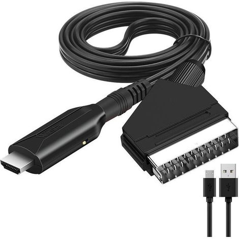 Scart-zu-hdmi-konverter (1 M) – Full Hd 720p/1080p-auflösung – Kompatibel Mit Dvd-playern, Vhs-playern Und Konsolen – Stromversorgung Über Micro-usb – 720p-fernseher