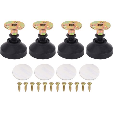 Tischgleiter Aus Nylon Und Metall, 4 Stück, Tragkraft 400 Kg, Klebe- Und Schraubbefestigung, Schwarz, Höhenverstellbar 53–67 Mm Für Regale Und Möbel