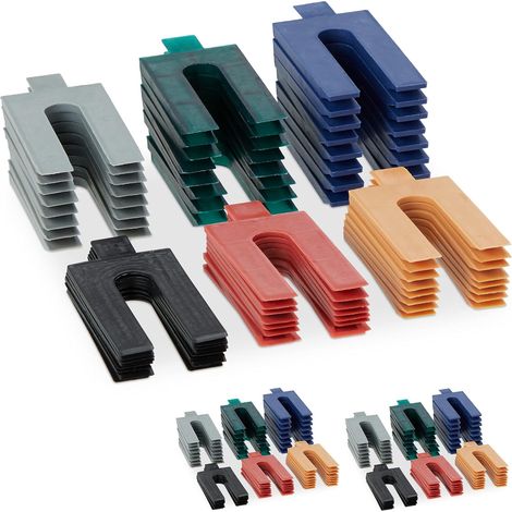 Relaxdays Kunststoff-abstandshalter, 144er-packung, Verglasungskeile In 6 Größen, Abstandshalter 1-6 Mm, Verschiedene Farben