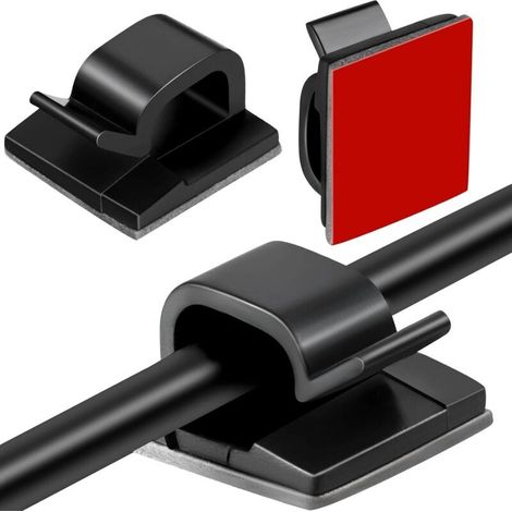 50 Stück Schwarze Kabelclips, Selbstklebende Kabelbinder, Kabelclips Zur Wandmontage Ohne Bohren, Selbstklebende Kabelclips