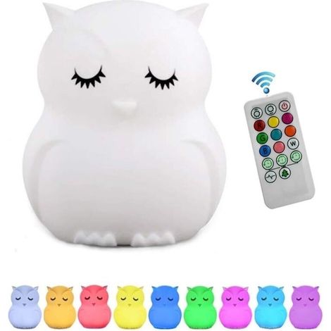 Wiederaufladbare Led-eulen-nachttischlampe – 9 Farben – Touch-dimmer – 15/30/60-minuten-timer – Beruhigende Atmosphäre Für Kinder