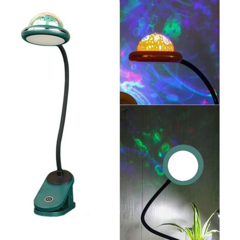 Wiederaufladbare Led-klemmlampe Mit Usb-anschluss – Sternenprojektion – Flexibler Silikonschlauch – 360°-helligkeitsregelung Per Berührung – Nachtlicht Für Kinder