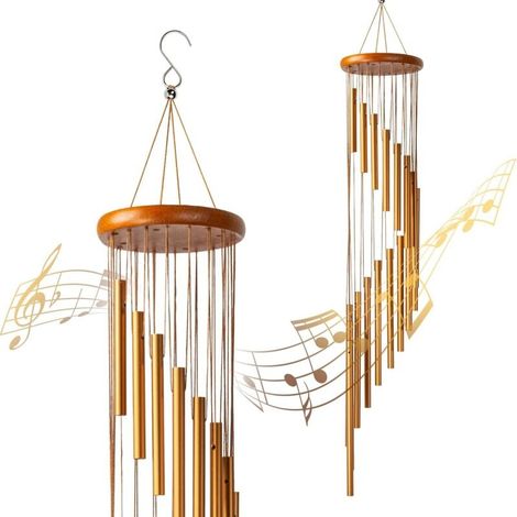 35-zoll-windspiel Für Den Außenbereich – 18 Aluminiumröhren – Klarer Und Entspannender Klang – Dekoration Für Garten, Veranda Und Balkon