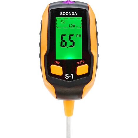 Digitales 4-in-1-ph-meter – Misst Ph-wert, Luftfeuchtigkeit, Licht Und Temperatur – 20,5 Cm Sonde Für Den Innen- Und Außenbereich – 4-in-1-bodenmessgerät
