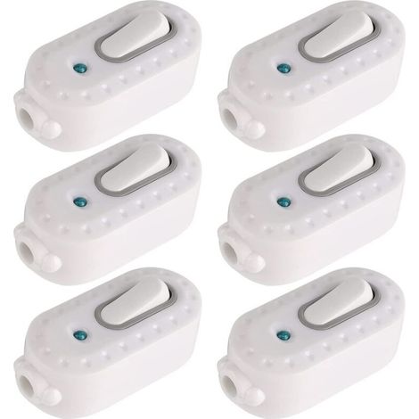 Doppelpoliger Schalter, 6 Stück 6a Kompakter Kunststoff Ein/aus-wippschalter Led-wippschalter Inline-kabel-lichtschalter Mit Kontrollleuchte Für Kleine Haushaltsgeräte