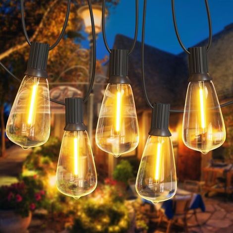 50 Fuß Lange St38 Weihnachtslichterkette, Lichterkette Für Den Außenbereich Mit E12 25 Led-lampen, Wasserdicht, Warmweiß, Lichterkette Für Garten, Terrasse, Party, Hochzeit, Weihnachten, Außenbereich