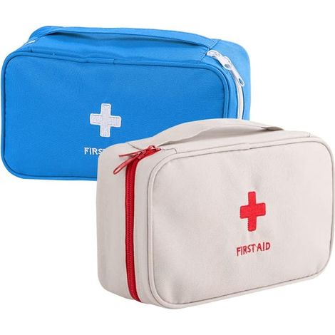 2-teiliges Erste-hilfe-set, Leeres Erste-hilfe-set, Tragbare Medikamentenaufbewahrung, Für Camping, Erste Hilfe Zu Hause (blau, Grau)